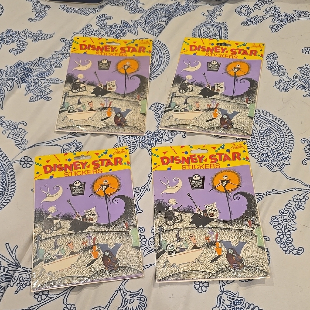 New Vintage Bundle Of 4x Disney Star Stickers Nightmare Before Christmas